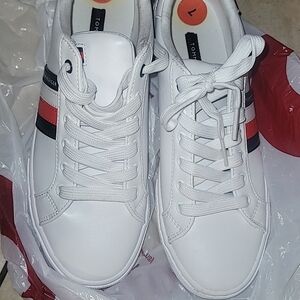 Tommy Hilfiger White and Red Sneakers